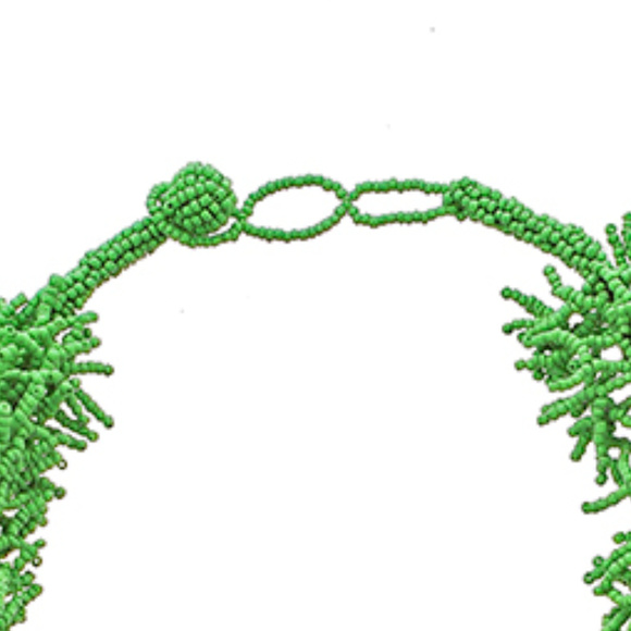 Green Glass seed Bead Necklace Earring set - Picture 4 of 4